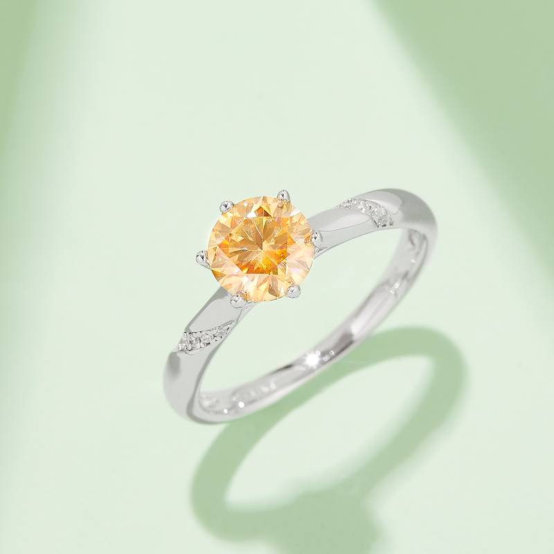 直臂微镶通灵款S925银镀白金MoissaniteWomen's Ring1ctD级